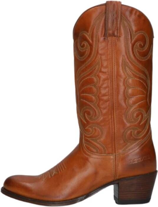 Sendra Cowboy geïnspireerde leren laarzen met vlammenpatroon Brown Dames