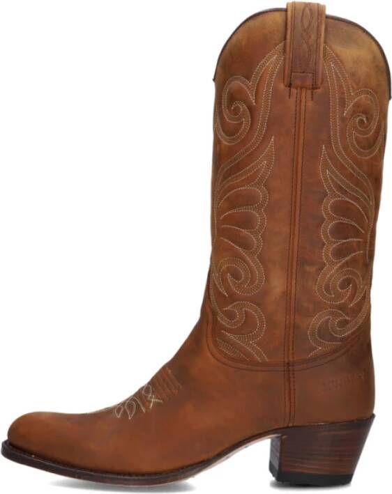 Sendra Cowboy geïnspireerde leren laarzen met vlammenpatroon Brown Dames