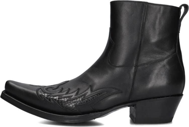 Sendra Heren Cowboy Laarzen met Vlam Patroon Black Heren