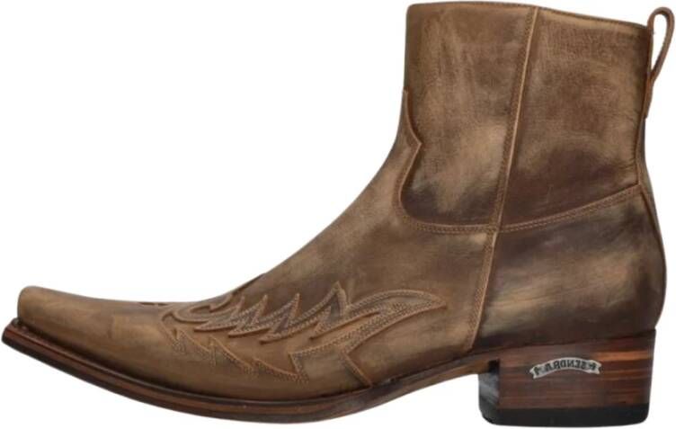 Sendra Heren Cowboy Laarzen met Vlam Patroon Brown Heren