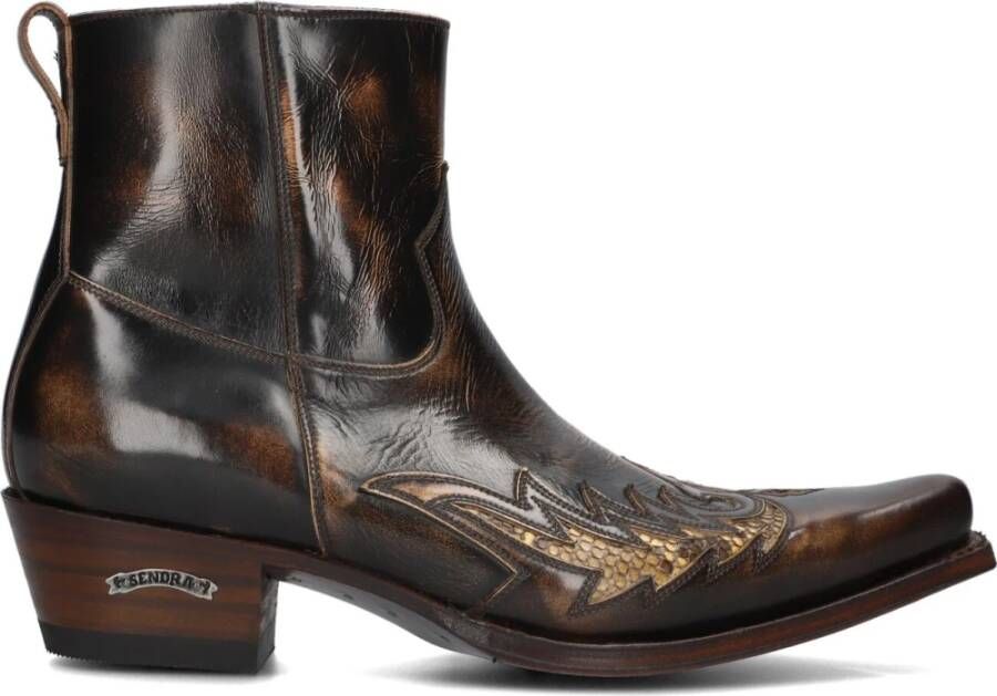 Sendra Heren Cowboy Laarzen met Vlam Patroon Brown Heren