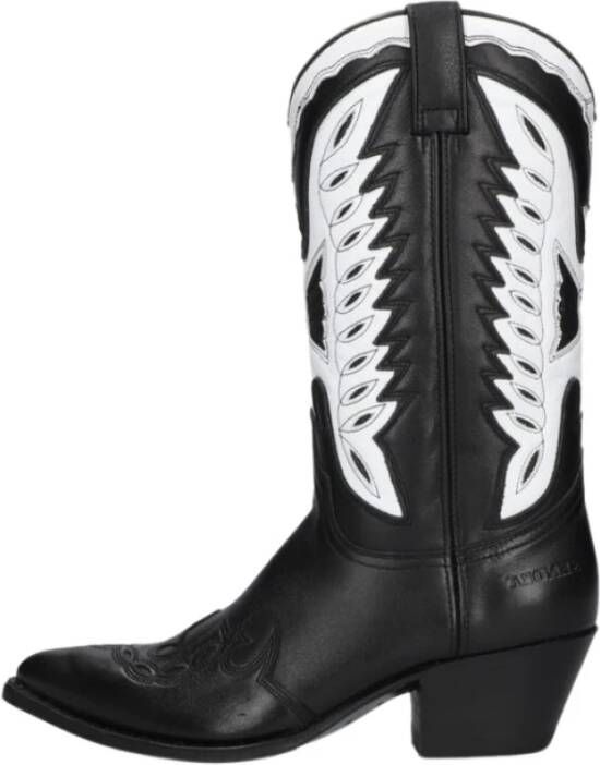 Sendra Zwarte Cowboy Laarzen met Vlam Patroon Black Dames