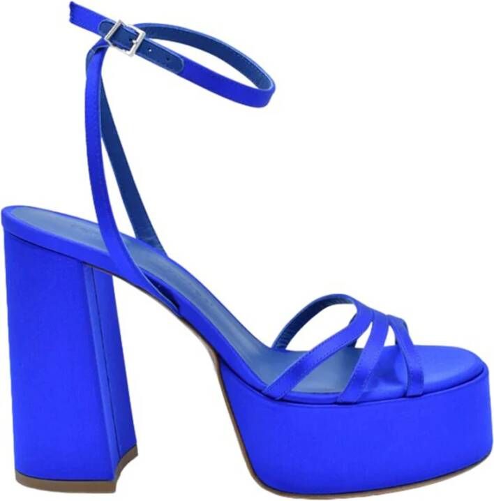 Sergio Levantesi Blauwe Zijden Plateau Sandalen Blue Dames