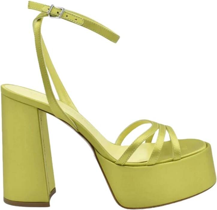 Sergio Levantesi Blauwe Zijden Plateau Sandalen Yellow Dames