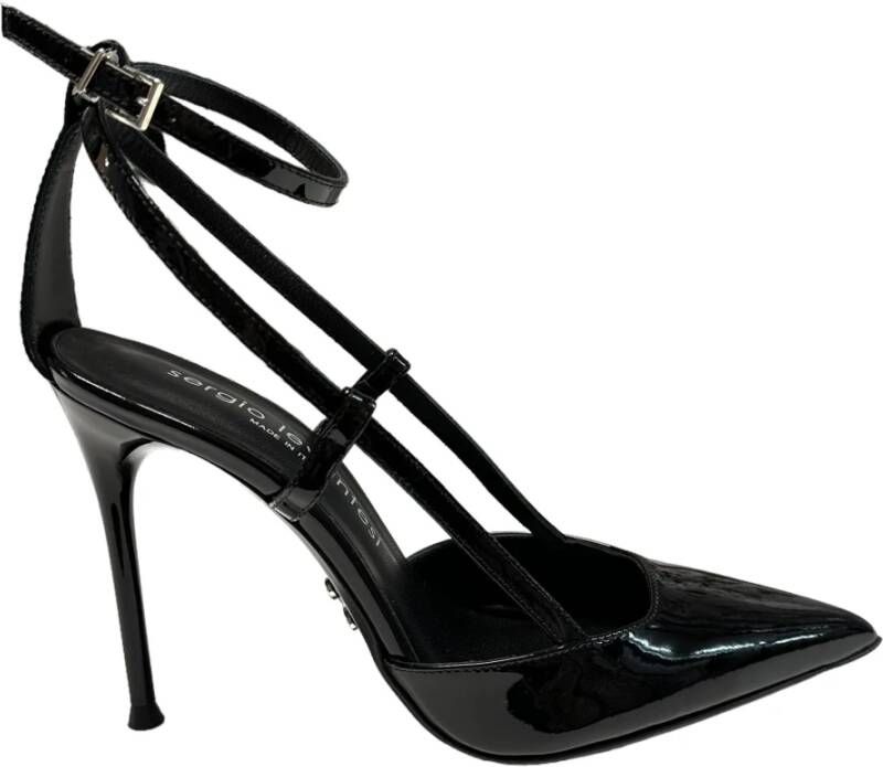 Sergio Levantesi Enkelband Lakleren Stiletto Sandalen Black Dames