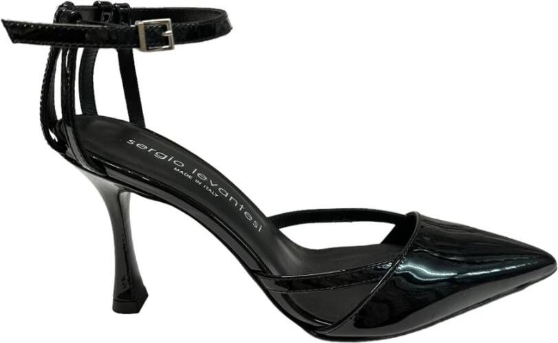 Sergio Levantesi Enkelband Patent Sandalen 10cm Hak Black Dames