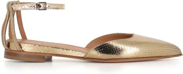 Sergio Levantesi Gouden Python Enkelband Ballet Flats Beige Dames