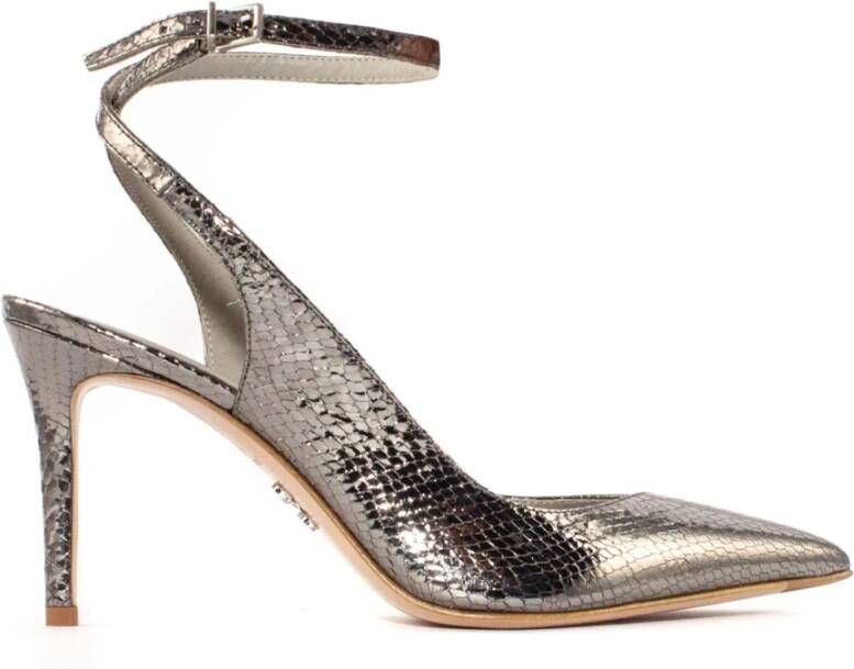 Sergio Levantesi Grijze Snake Print Hoge Hak Sandalen Gray Dames