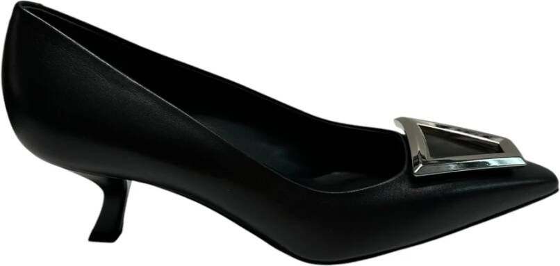 Sergio Levantesi Leren pumps met hoge hak en zilveren accent Black Dames