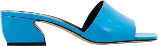 Sergio Rossi Blauwe leren slippers Blue Dames