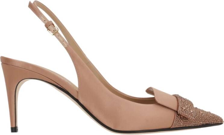 Sergio Rossi Bronzen Slingback met Kristalversieringen Beige Dames