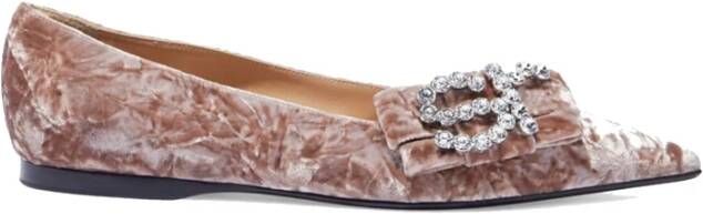 Sergio Rossi Bruine Ballerina Flats met Kristallen Multicolor Dames