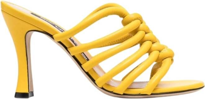 Sergio Rossi Gele Leren Hoge Hak Sandalen Yellow Dames