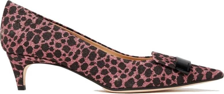 Sergio Rossi Glitter Pumps met Metalen Logo Hardware Pink Dames