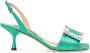 Sergio Rossi Groene Satijnen Sandalen met Kristaldetails Green Dames - Thumbnail 1