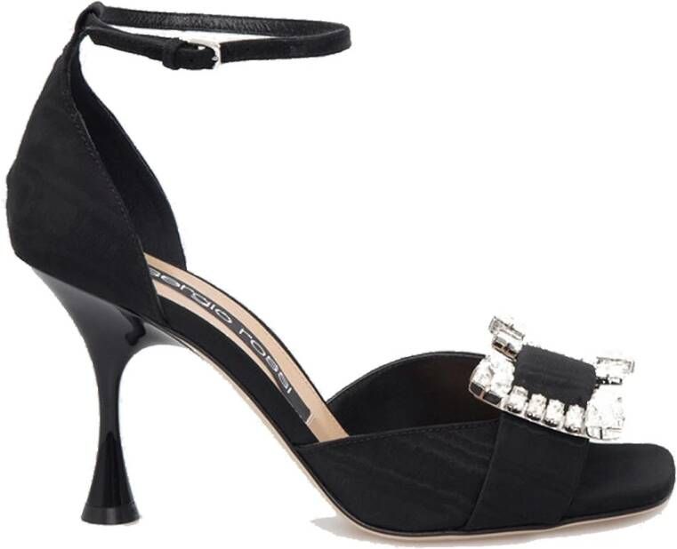 Sergio Rossi Kristal Zwarte Sandalen Aw23 Black Dames