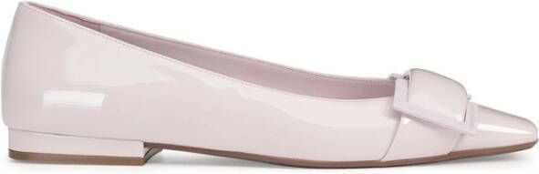 Sergio Rossi Leren Ballerina Flats met Metalen Hardware Pink Dames