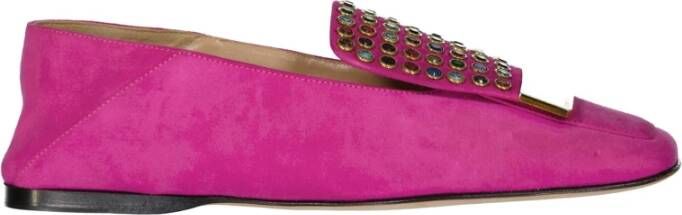 Sergio Rossi Leren Loafers met Kristaldetail Pink Dames