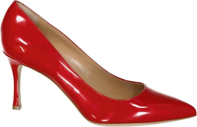 Sergio Rossi Leren pumps met lak effect Red Dames