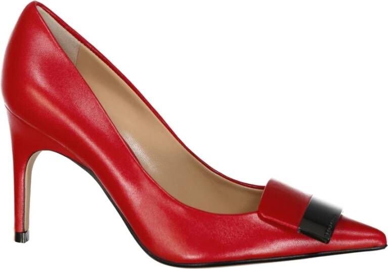 Sergio Rossi Leren pumps met puntige neus Red Dames