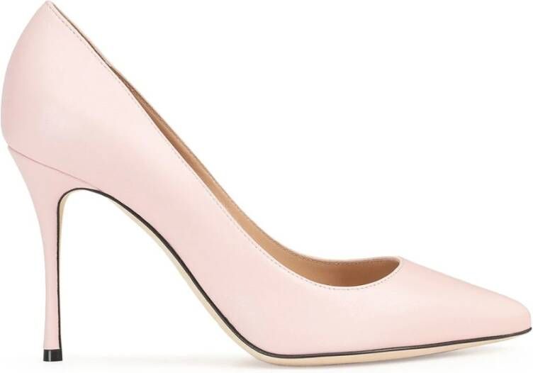 Sergio Rossi Leren Pumps Puntige Neus Vrouwen Italië Pink Dames