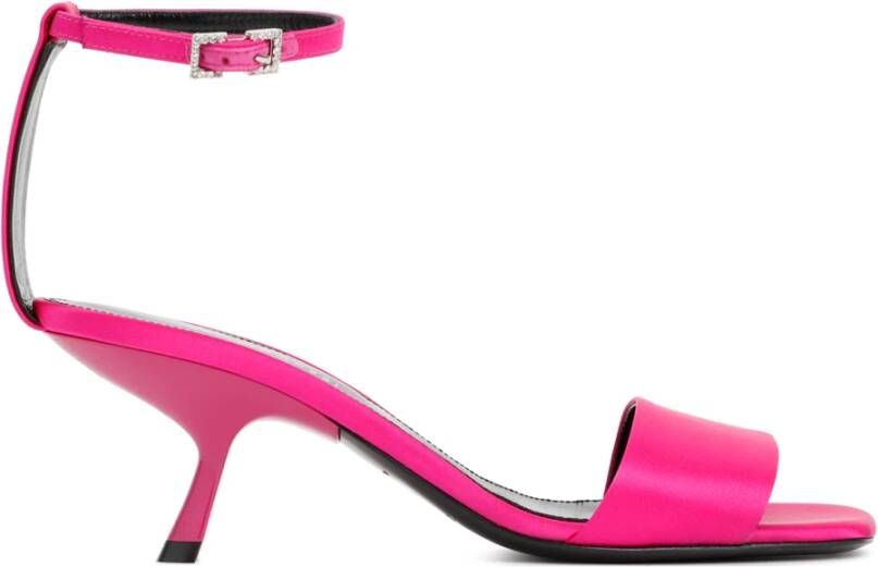 Sergio Rossi Magenta Satin Sandalen Enkellaarzen Pink Dames