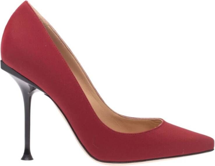 Sergio Rossi Milano Pumps Leren Puntige Neus Hakken Red Dames