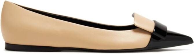 Sergio Rossi Nude Leren Ballerina Schoenen Beige Dames