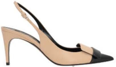 Sergio Rossi Nude Slingback met Zwarte Leren Neus Multicolor Dames