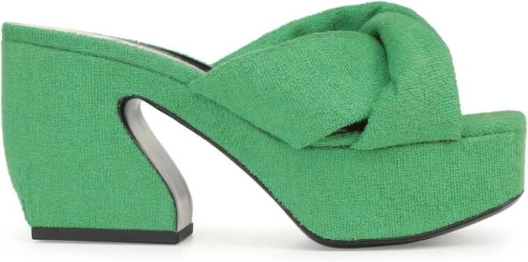 Sergio Rossi Platform Mules voor moderne vrouwen Green Dames