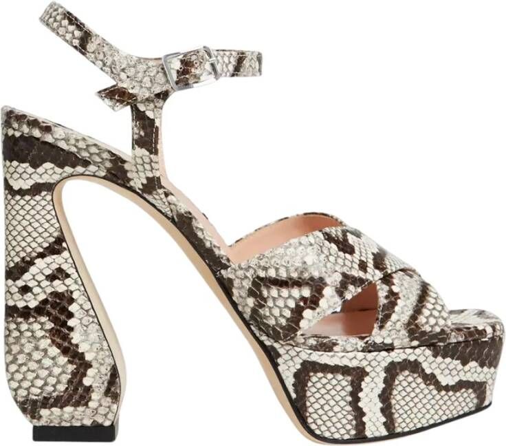 Sergio Rossi Platform sandalen met slangenprint Gray Dames