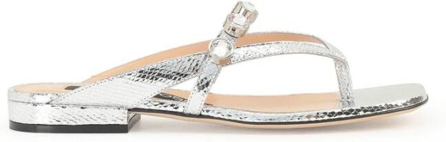 Sergio Rossi Platte sandalen met kristal en topdetail Gray Dames