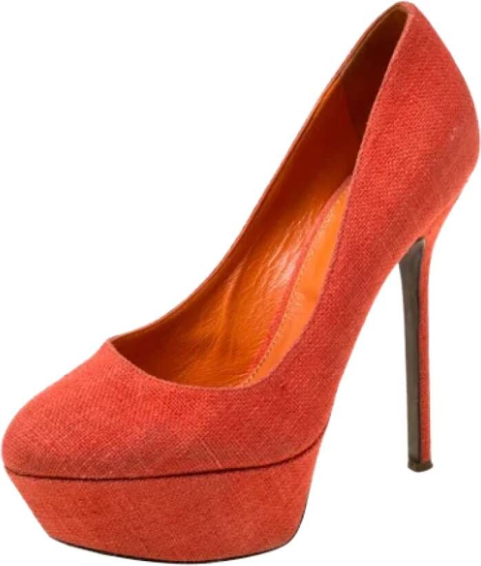 Sergio Rossi Pre-owned Canvas heels Orange Dames