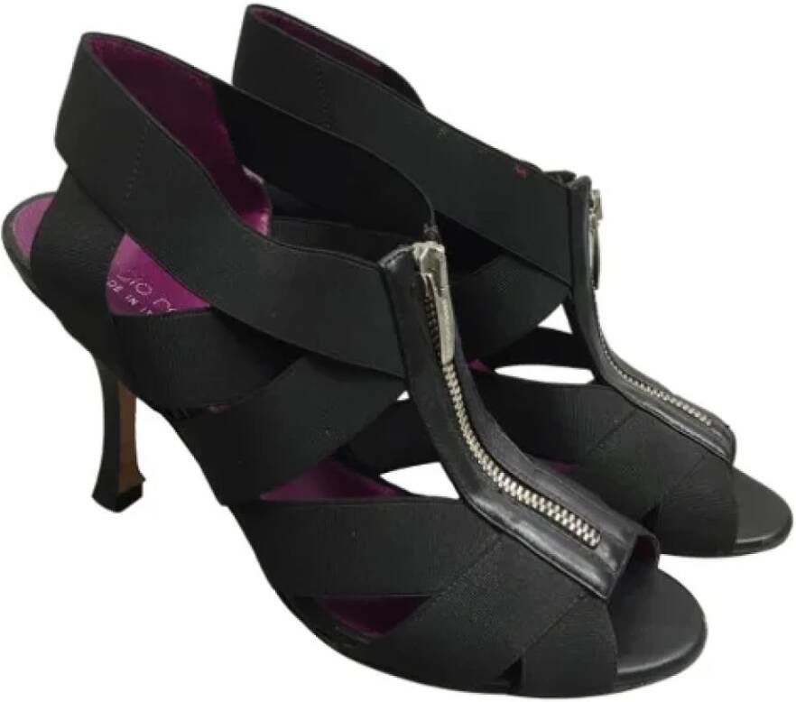 Sergio Rossi Pre-owned Canvas sandals Black Dames