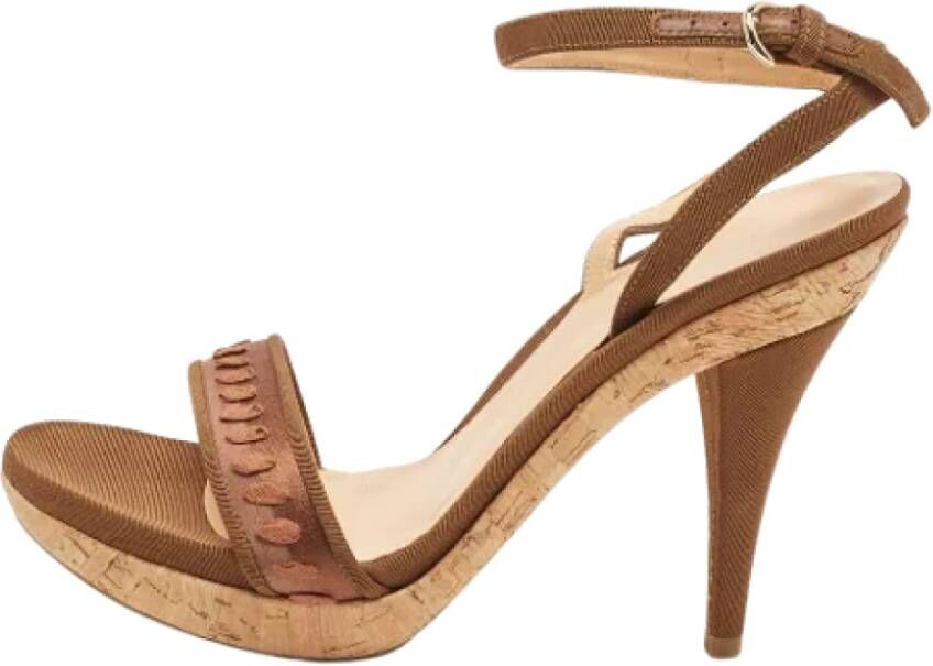 Sergio Rossi Pre-owned Canvas sandals Brown Dames