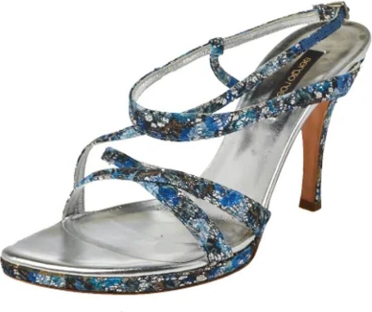 Sergio Rossi Pre-owned Fabric sandals Blue Dames