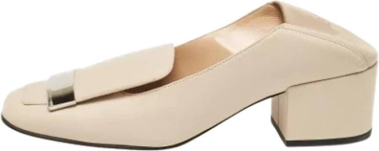 Sergio Rossi Pre-owned Leather flats Beige Dames