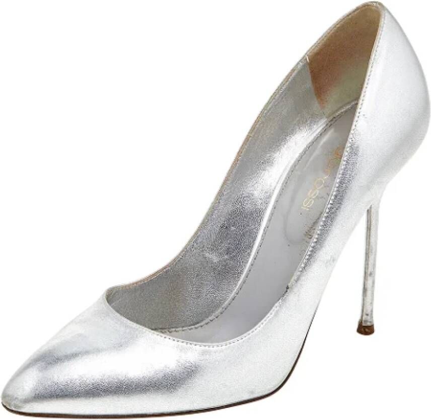 Sergio Rossi Pre-owned Leather heels Gray Dames