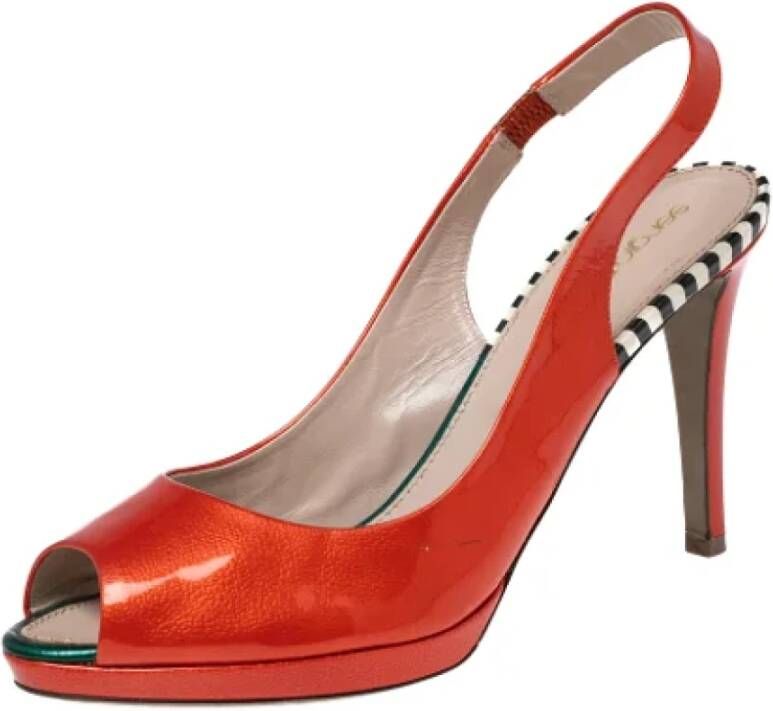 Sergio Rossi Pre-owned Leather heels Orange Dames