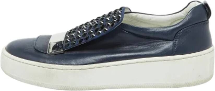 Sergio Rossi Pre-owned Leather sneakers Blue Dames