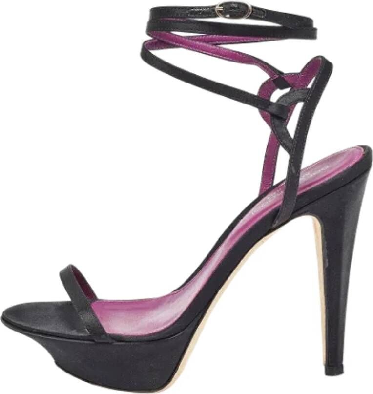 Sergio Rossi Pre-owned Satin sandals Black Dames