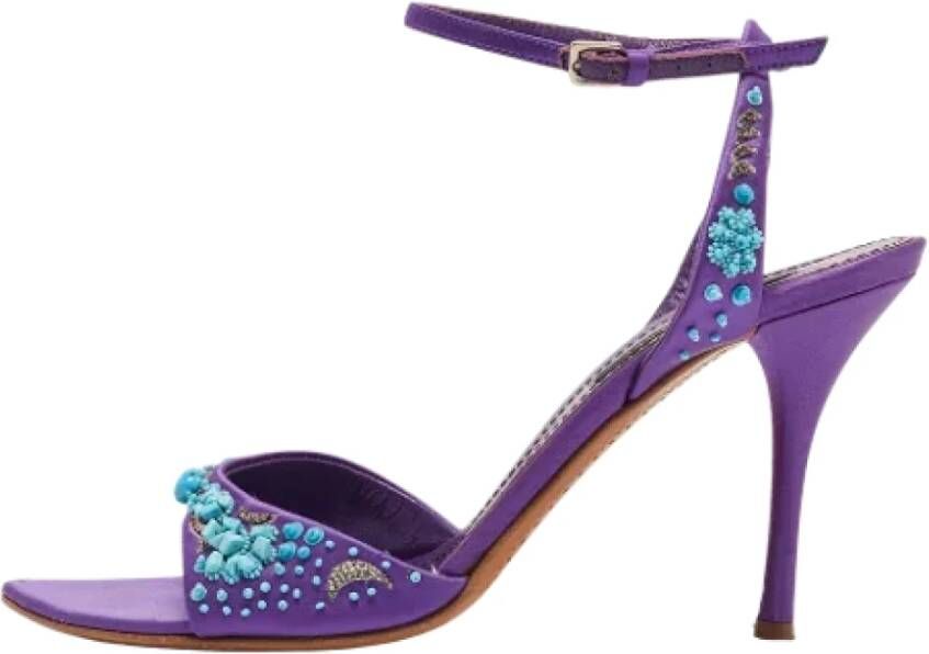 Sergio Rossi Pre-owned Satin sandals Purple Dames