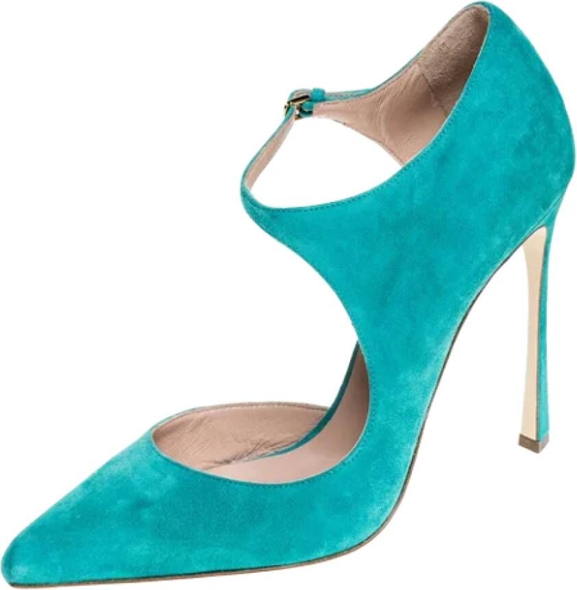 Sergio Rossi Pre-owned Suede heels Blue Dames