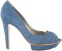 Sergio Rossi Pre-owned Suede heels Blue Dames - Thumbnail 1