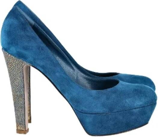 Sergio Rossi Pre-owned Suede heels Blue Dames