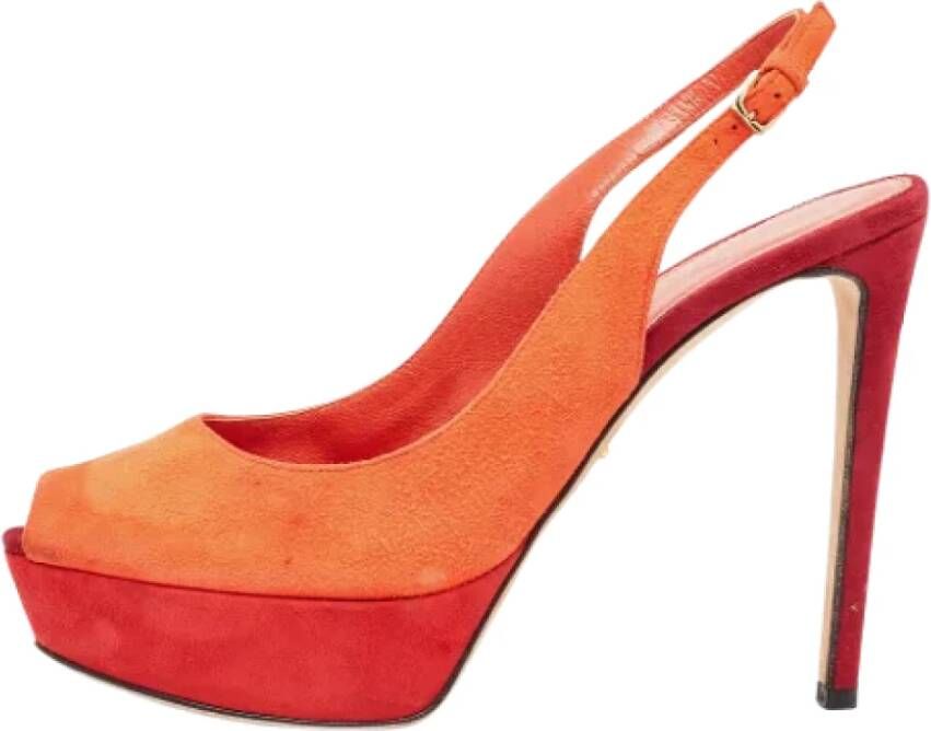 Sergio Rossi Pre-owned Suede heels Orange Dames