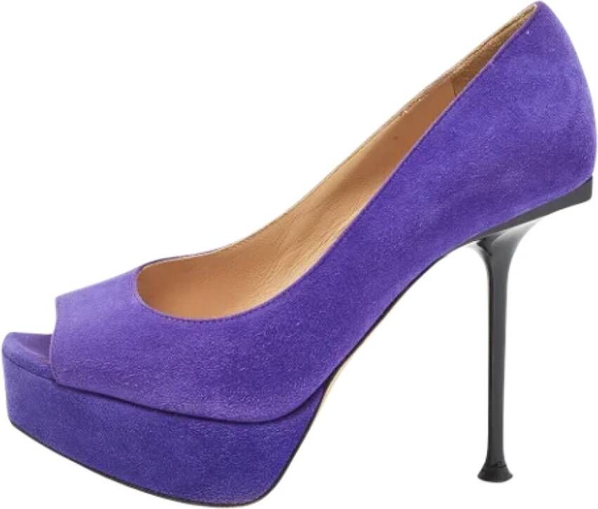 Sergio Rossi Pre-owned Suede heels Purple Dames