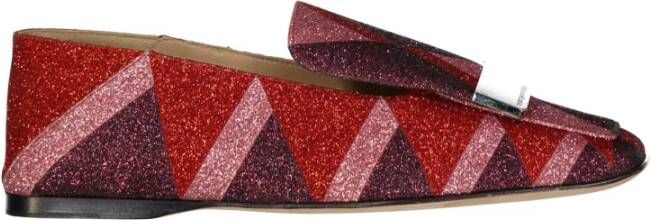 Sergio Rossi Rode Glitter Loafers Damesschoenen Multicolor Dames