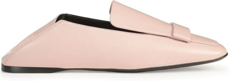 Sergio Rossi Roze Leren Sandalen Vierkante Neus Pink Dames