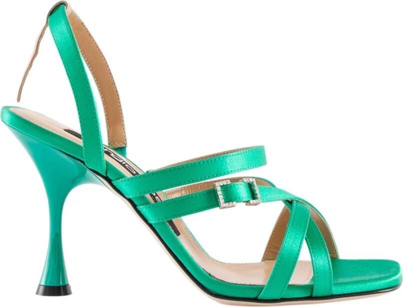 Sergio Rossi Emerald Green Mini Prince Strappy Sandalen Blue Dames